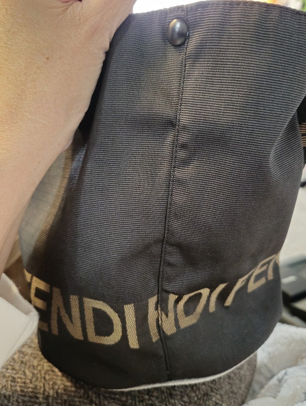 Fendi Navy and Gold Logo Bucket Bag - Picture 6 of 9